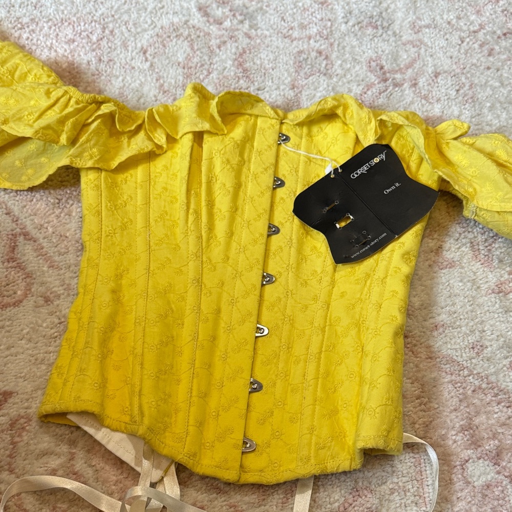 Bright Yellow Off-Shoulder Corset Top - corset story brand